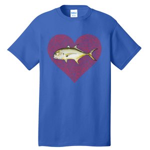 Jack Crevalle Valentines Day Fish Love Fingerprint Gift Tall T-Shirt