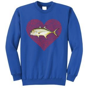 Jack Crevalle Valentines Day Fish Love Fingerprint Gift Tall Sweatshirt