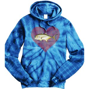 Jack Crevalle Valentines Day Fish Love Fingerprint Gift Tie Dye Hoodie