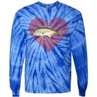 Jack Crevalle Valentines Day Fish Love Fingerprint Gift Tie-Dye Long Sleeve Shirt