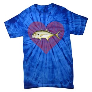 Jack Crevalle Valentines Day Fish Love Fingerprint Gift Tie-Dye T-Shirt