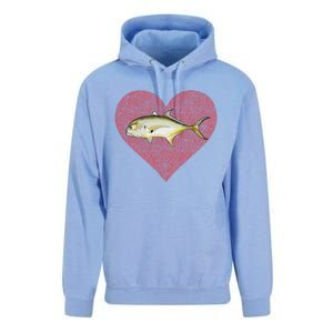 Jack Crevalle Valentines Day Fish Love Fingerprint Gift Unisex Surf Hoodie