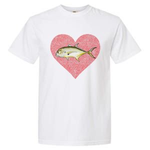 Jack Crevalle Valentines Day Fish Love Fingerprint Gift Garment-Dyed Heavyweight T-Shirt