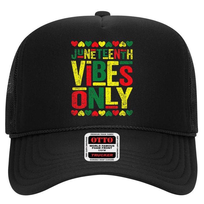 Juneteenth Cool Vibes Black History African American High Crown Mesh Back Trucker Hat