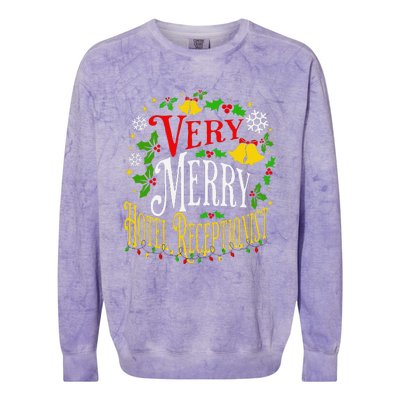 Joyful Christmas Very Merry Hotel Receptionist Christmas Colorblast Crewneck Sweatshirt