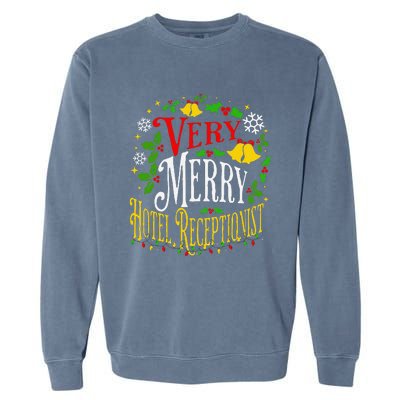 Joyful Christmas Very Merry Hotel Receptionist Christmas Garment-Dyed Sweatshirt