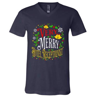 Joyful Christmas Very Merry Hotel Receptionist Christmas V-Neck T-Shirt