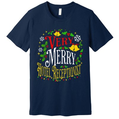 Joyful Christmas Very Merry Hotel Receptionist Christmas Premium T-Shirt