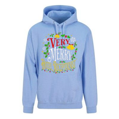 Joyful Christmas Very Merry Hotel Receptionist Christmas Unisex Surf Hoodie