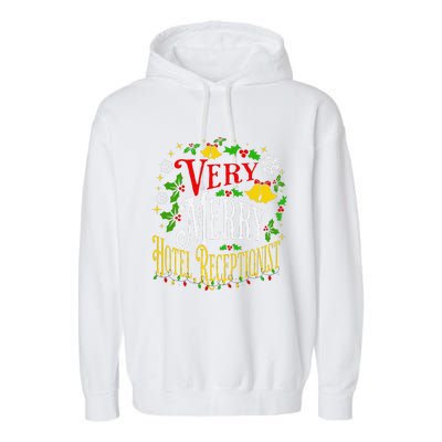 Joyful Christmas Very Merry Hotel Receptionist Christmas Garment-Dyed Fleece Hoodie