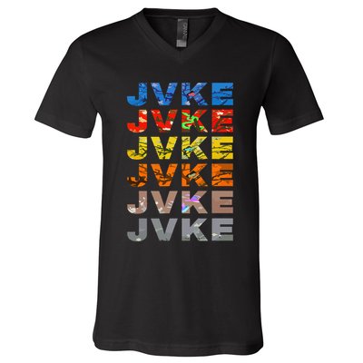 Jvke Colorful With Butterfly And Snake Vintage Retro V-Neck T-Shirt