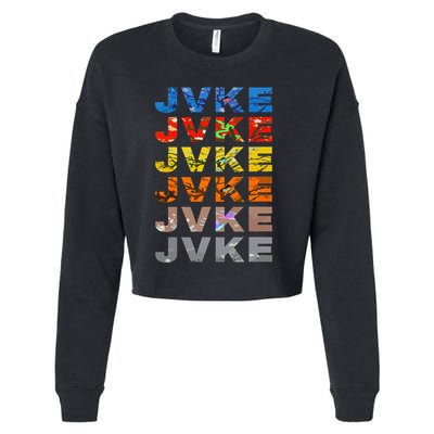 Jvke Colorful With Butterfly And Snake Vintage Retro Cropped Pullover Crew