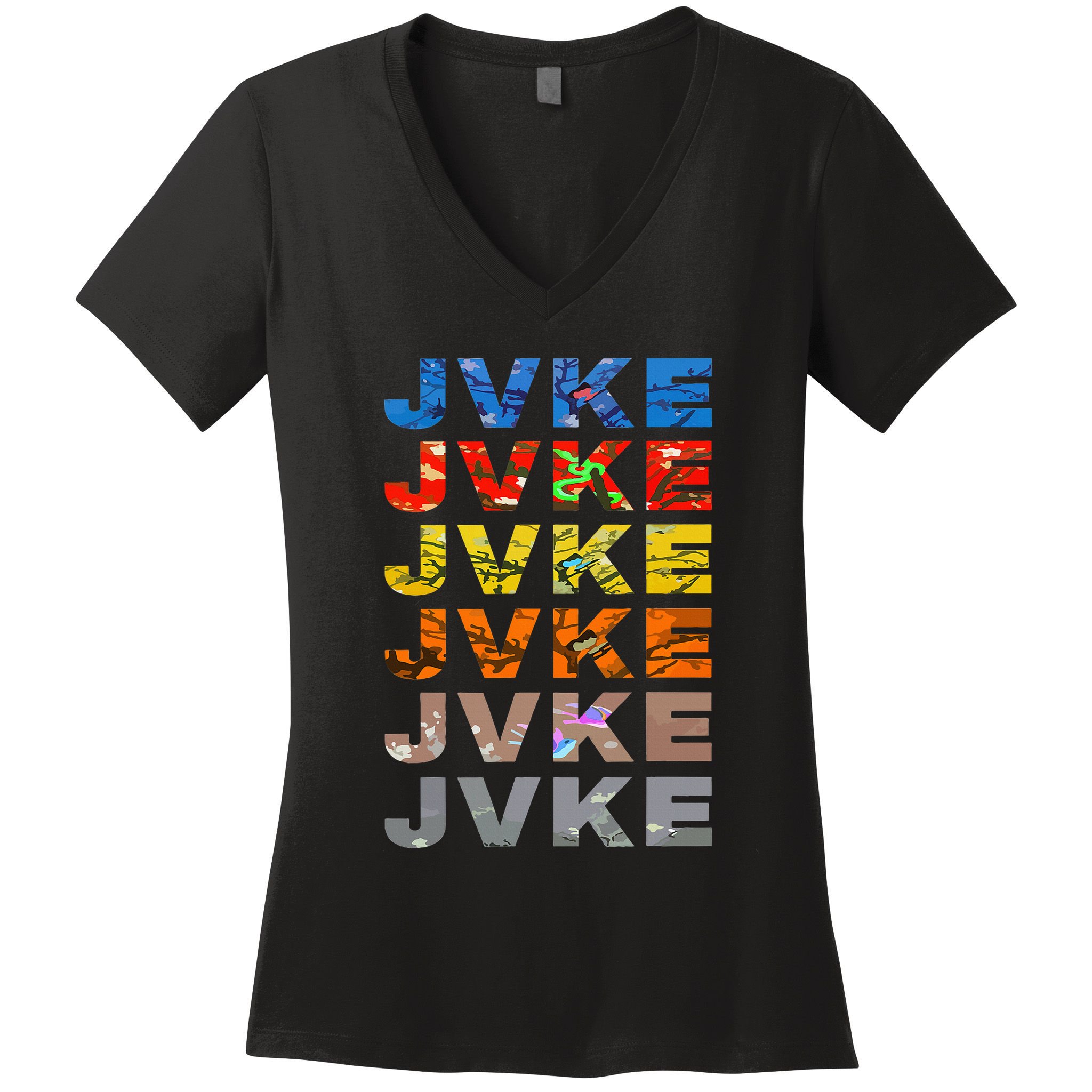 Jvke Colorful With Butterfly And Snake Vintage Retro Women's V-Neck T-Shirt