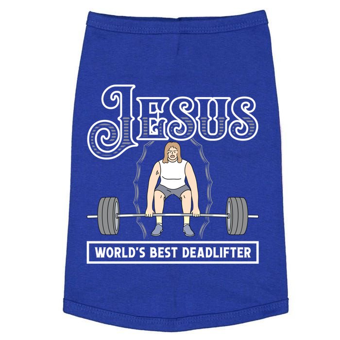 Jesus Christian World Best Deadlifter Funny Weight Lifting Cute Gift Doggie Tank