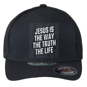 Jesus Christ Way Truth Life Flexfit Unipanel Trucker Cap