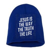 Jesus Christ Way Truth Life Short Acrylic Beanie