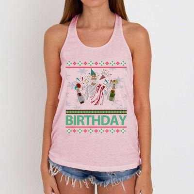 Jesus Christ We Gonna Party Like ItS My Birthday Christmas Gift Women's Knotted Racerback Tank