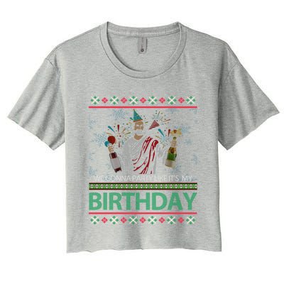 Jesus Christ We Gonna Party Like ItS My Birthday Christmas Gift Women's Crop Top Tee