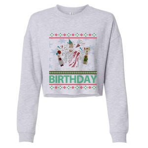 Jesus Christ We Gonna Party Like ItS My Birthday Christmas Gift Cropped Pullover Crew