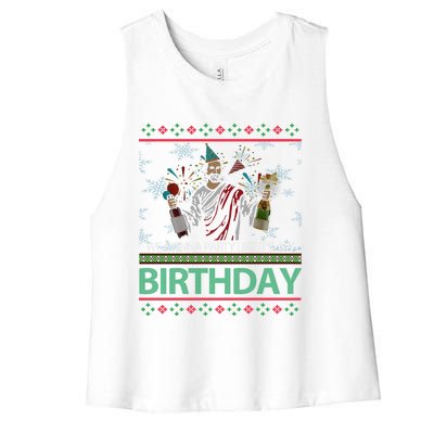 Jesus Christ We Gonna Party Like ItS My Birthday Christmas Gift Women's Racerback Cropped Tank