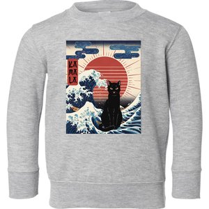 Japanese Cat Wave For Kamala Harris President Election Toddler Sweatshirt