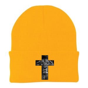 Jesus Cross With Lion Face, Faith In God Knit Cap Winter Beanie