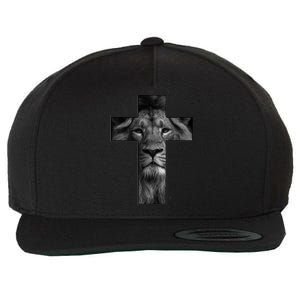 Jesus Cross With Lion Face, Faith In God Wool Snapback Cap