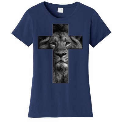 Jesus Cross With Lion Face, Faith In God Women's T-Shirt