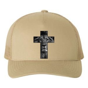 Jesus Cross With Lion Face, Faith In God Yupoong Adult 5-Panel Trucker Hat