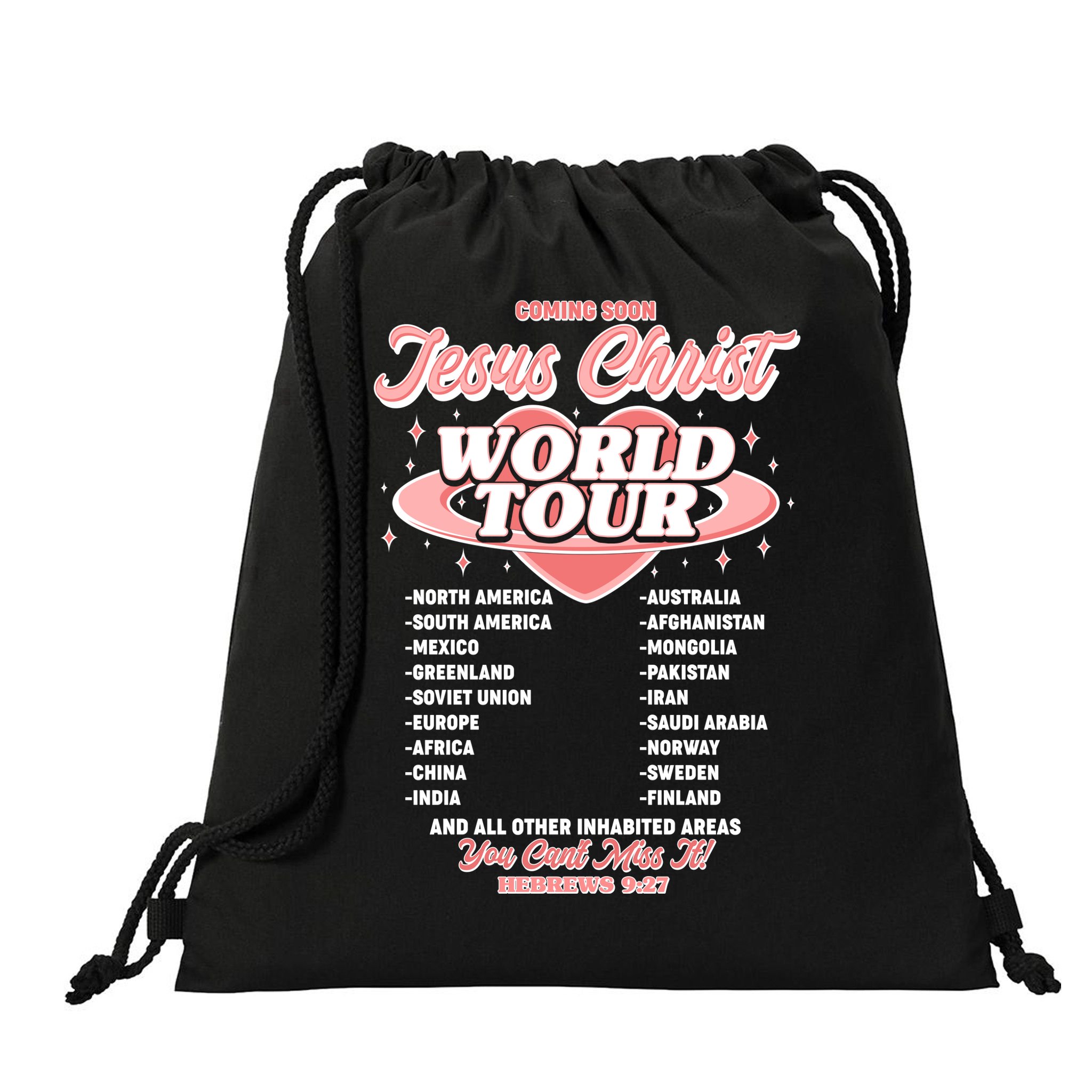 Jesus Christ World Tour Christian Faith Drawstring Bag