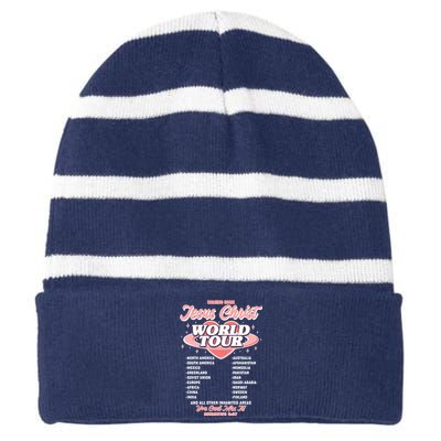 Jesus Christ World Tour Christian Faith Striped Beanie with Solid Band