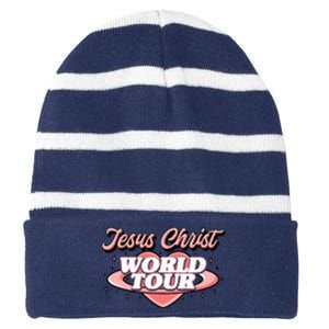 Jesus Christ World Tour Christian Faith Striped Beanie with Solid Band