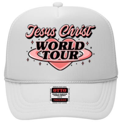 Jesus Christ World Tour Christian Faith High Crown Mesh Back Trucker Hat