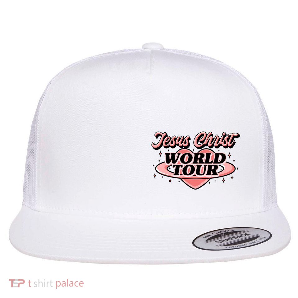 Jesus Christ World Tour Christian Faith Flat Bill Trucker Hat