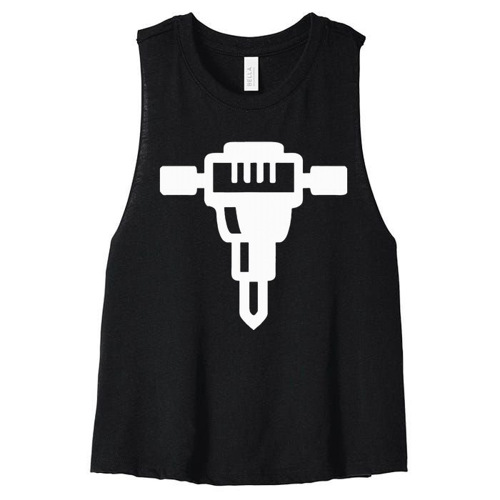 Jackhammer Construction Worker Women's Racerback Cropped Tank