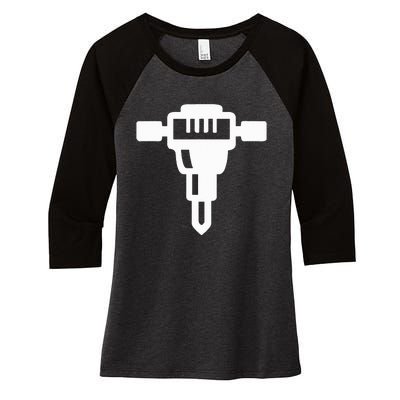 Jackhammer Construction Worker Women's Tri-Blend 3/4-Sleeve Raglan Shirt