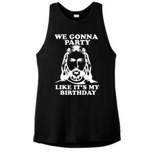 Jesus Christmas We Are Gonna Party Like ItS My Birthday Ladies PosiCharge Tri-Blend Wicking Tank