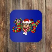 Joy Christmas Yorkshire Terrier Dog Santa Pajamas Xmas Funny Gift Coaster