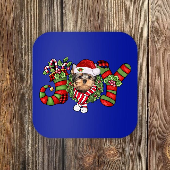 Joy Christmas Yorkshire Terrier Dog Santa Pajamas Xmas Funny Gift Coaster