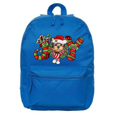 Joy Christmas Yorkshire Terrier Dog Santa Pajamas Xmas Funny Gift 16 in Basic Backpack