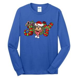 Joy Christmas Yorkshire Terrier Dog Santa Pajamas Xmas Funny Gift Tall Long Sleeve T-Shirt