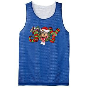 Joy Christmas Yorkshire Terrier Dog Santa Pajamas Xmas Funny Gift Mesh Reversible Basketball Jersey Tank