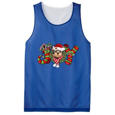 Joy Christmas Yorkshire Terrier Dog Santa Pajamas Xmas Funny Gift Mesh Reversible Basketball Jersey Tank