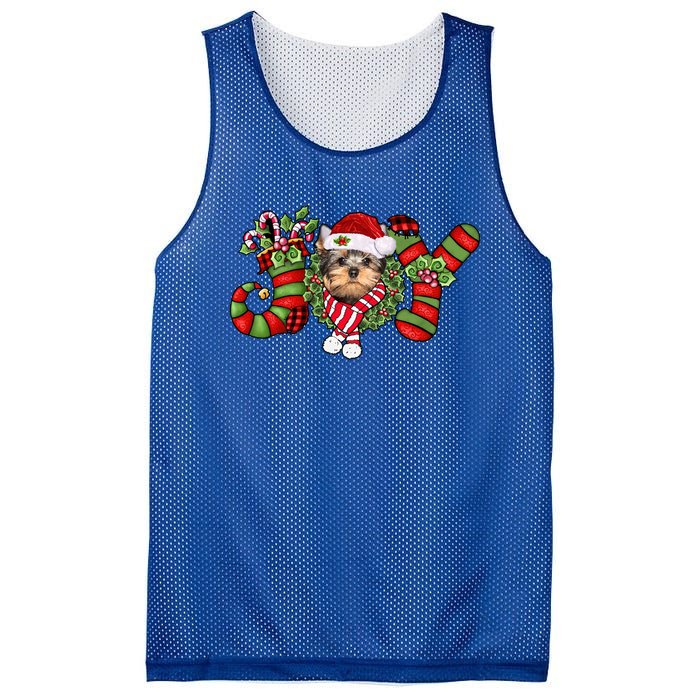 Joy Christmas Yorkshire Terrier Dog Santa Pajamas Xmas Funny Gift Mesh Reversible Basketball Jersey Tank