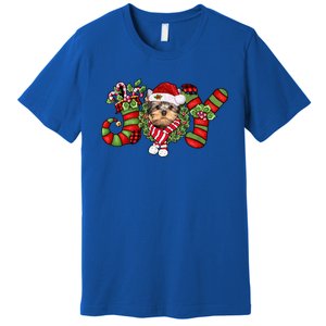 Joy Christmas Yorkshire Terrier Dog Santa Pajamas Xmas Funny Gift Premium T-Shirt