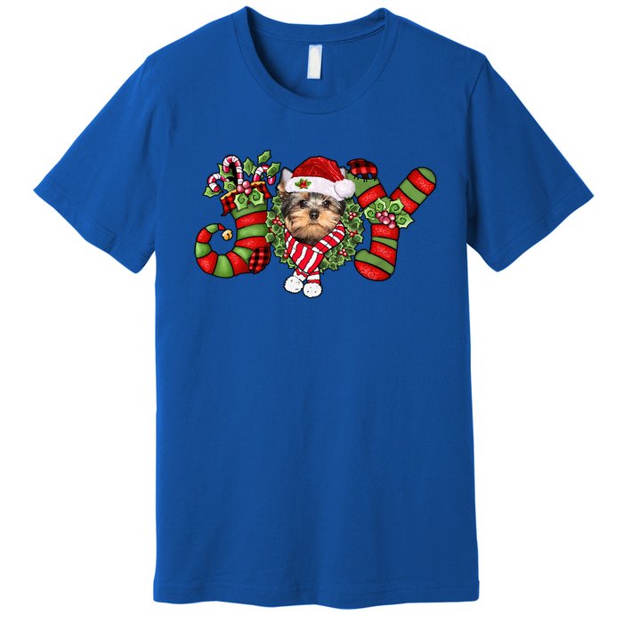 Joy Christmas Yorkshire Terrier Dog Santa Pajamas Xmas Funny Gift Premium T-Shirt