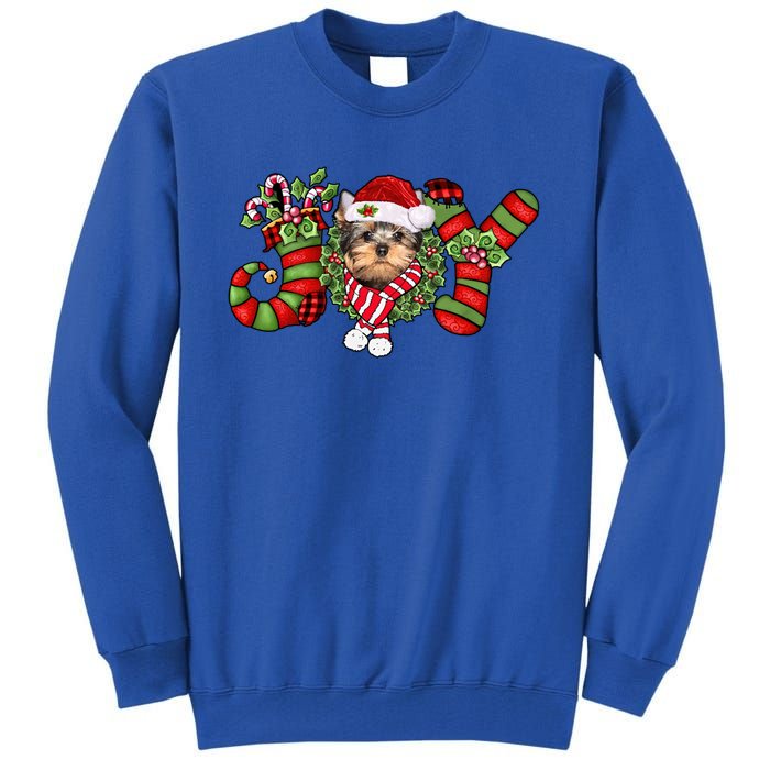 Joy Christmas Yorkshire Terrier Dog Santa Pajamas Xmas Funny Gift Tall Sweatshirt