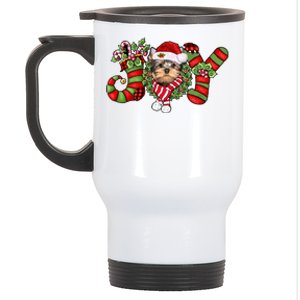 Joy Christmas Yorkshire Terrier Dog Santa Pajamas Xmas Funny Gift Stainless Steel Travel Mug