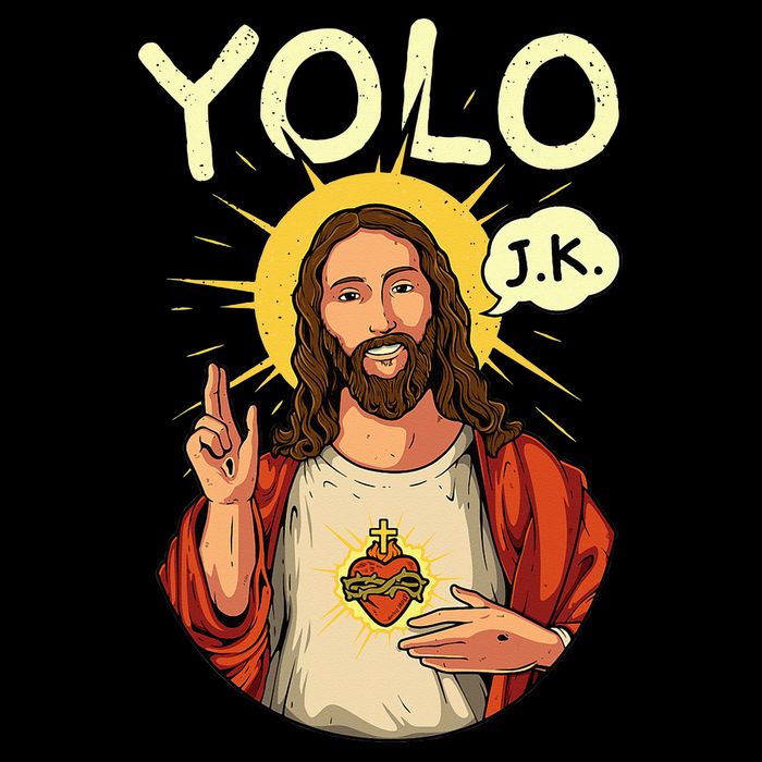 Jesus Christ YOLO JK Meme Funny Christian Easter Button