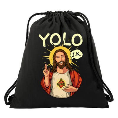Jesus Christ YOLO JK Meme Funny Christian Easter Drawstring Bag